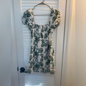 Abercrombie & Fitch Linen Puff Sleeve Dress